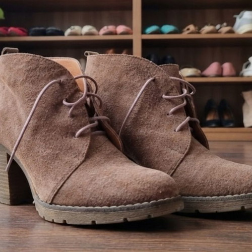 Brown suede women's ankle boots size 36