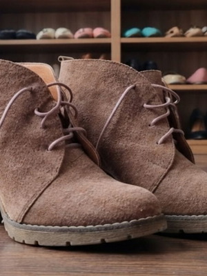 Brown suede women's ankle boots size 36