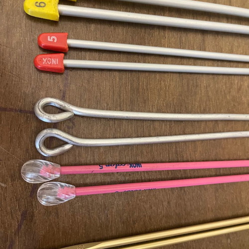 Vintage knitting needles used, set