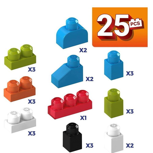 Fisher Price Mega Bloks Elephant Bucket like new with 25 blocks