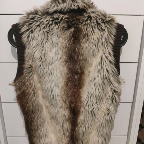 Fur vest like new, artificial fur, brown, size S