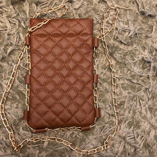 Crossbody phone bag new brown with gold chain