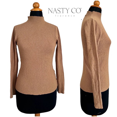 Nas.ty Co mockneck blouse used, brown, size M