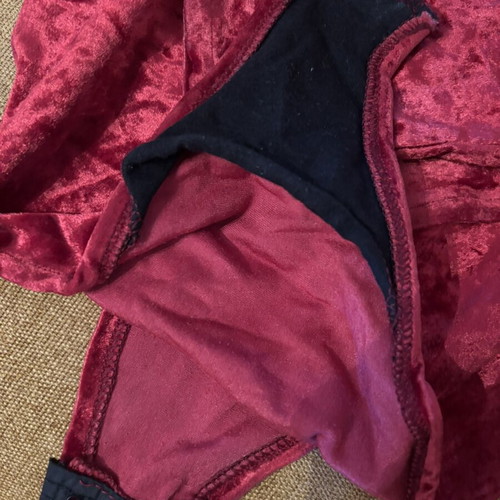 Red velvet bodysuit like new, deep neckline, sizes S/XS