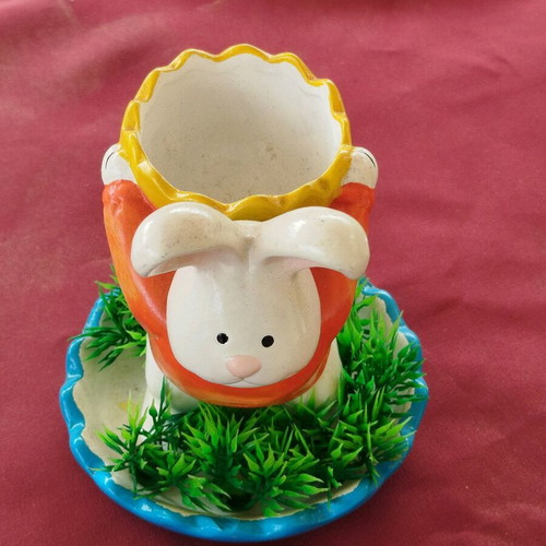 Egg holder bunny new, porcelain with nice colors
