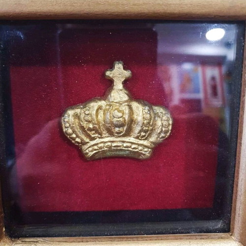 Gilded vintage frame with royal crown used