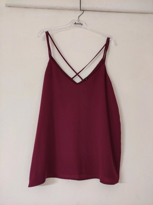 Stradivarius blouse used, dark pink with straps, size M