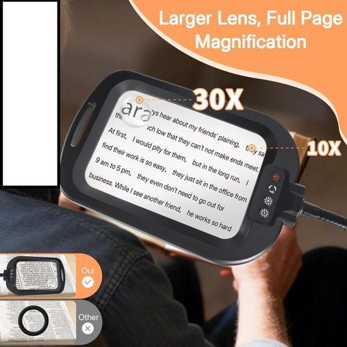 Gaborish 3-in-1 magnifying lamp 10x/30x with 60 LED and stand