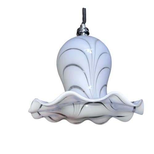 Vintage opaline glass ceiling light 60s like new, Murano style Ø38