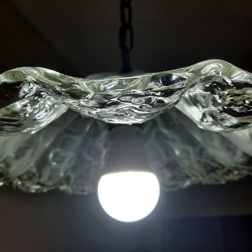 Murano Ice Glass Vintage Ceiling Light 38cm Mazzega 1970s