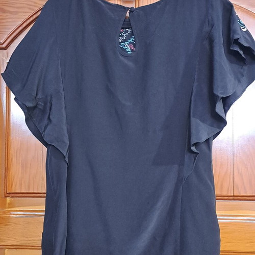 Monsoon Silk Embroidered Ruffle Top, UK 10 / EUR 38