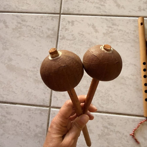 Set of 5 traditional wooden musical instruments like new