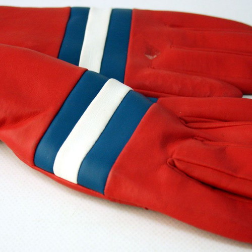 Vintage winter leather gloves red, new from the 80s