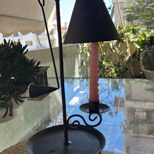Vintage metal candlestick with adjustable shade like new