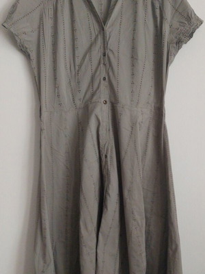 Bhs women's midi dress, size NL, khaki, flared bottom