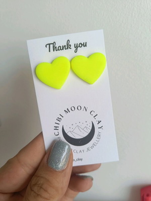 Heart earrings yellow new, handmade polymer clay