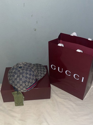 Gucci cap grey silver with blue and red lines size M new