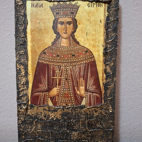 Religious icons used, set of two in wooden frame