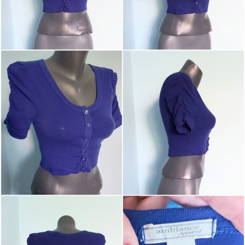 Ambiance apparel women's branded top with puff sleeves like new