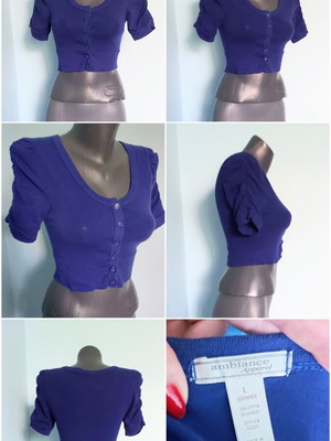 Ambiance apparel γυναικείο μαρκάτο τοπ με μανίκια μπουφάν σαν καινούργιο