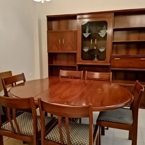 Rosewood dining set with sideboard and 6 chairs like new