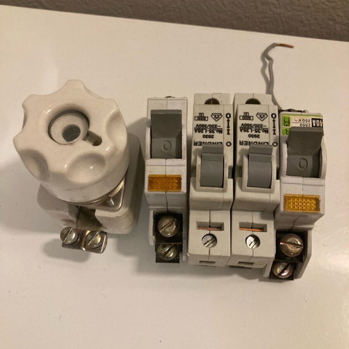 Panel switches used, 4 Lindner rail circuit breakers and matrix with cap