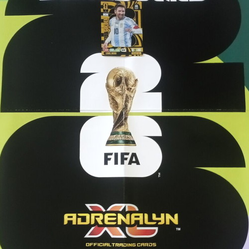 FIFA World Cup 2026 Adrenalyn XL gameboard with Messi Golden Baller card