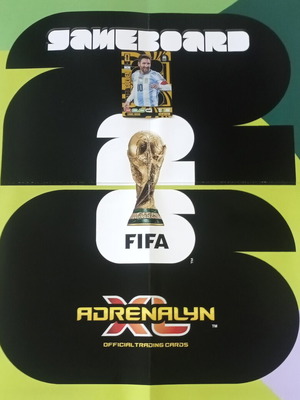 FIFA World Cup 2026 Adrenalyn XL gameboard with Messi Golden Baller card