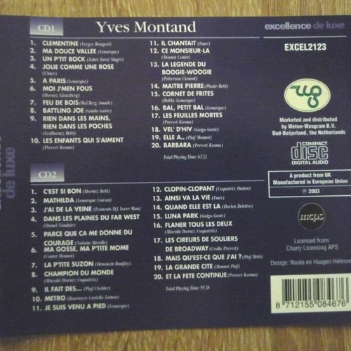Yves Montand Best 2CD Collection used, discs and covers only