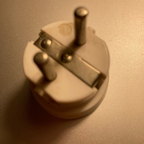 Vintage white Bakelite electrical socket with Phi/Tau logo used