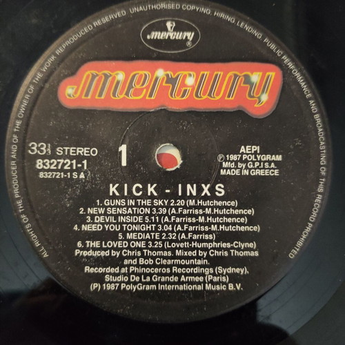 INXS Kick LP used, original Greece pressing 1987