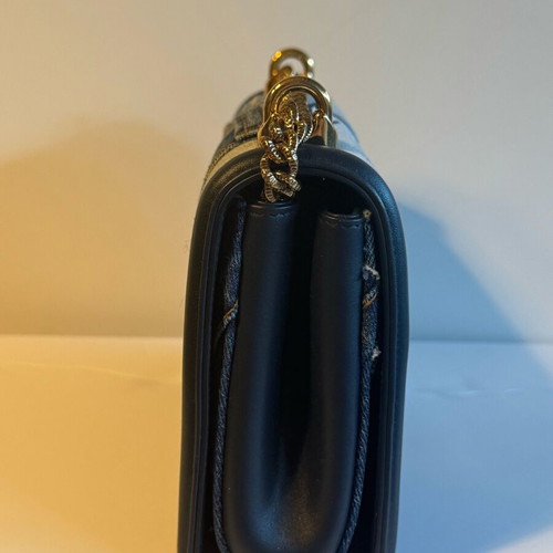 Dolce & Gabbana Blue Denim Patchwork Devotion Shoulder Bag like new
