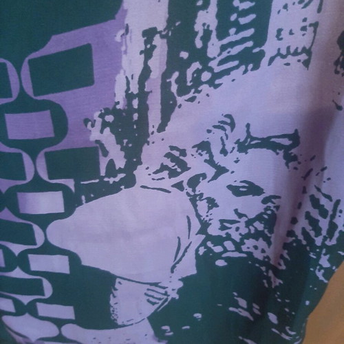 Purple French blouse dress like new with pop art designs one size