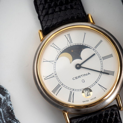Certina Moonphase Dress Watch New Old Stock Early 1990s Swiss Made