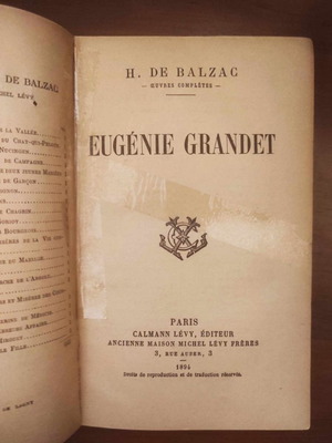 Eugénie Grandet by Honore de Balzac used book 1894 edition