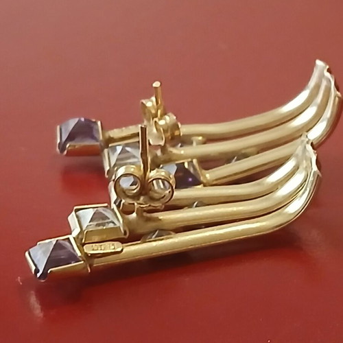 Gold 585 large earrings 3 cm length