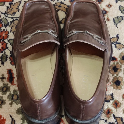 Gucci men's leather brown moccasins used, size 42