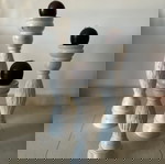  Σετ τρία λευκά επιδαπέδια ξύλινα κηροπήγια