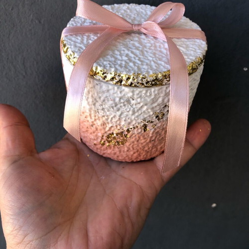 Bomboniere handmade ceramic jar with lid and pink ombré shades