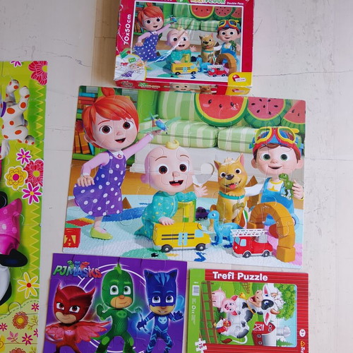 Cocomelon Maxi, PJ Masks & Trefl puzzle set used, 3 pieces