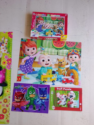 Cocomelon Maxi, PJ Masks & Trefl puzzle set used, 3 pieces