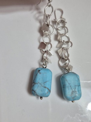 Silver 925 earrings with turquoise stones, handmade