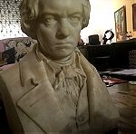  Ενυπόγραφη μαρμάρινη προτομή γλυπτό  μπούστο του Beethoven από 1850 πολύ μεγάλη σε διαστάσεις