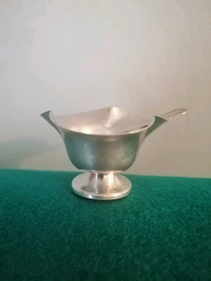 Silver sugar bowl 1960s handmade, like new with miniature spoon
