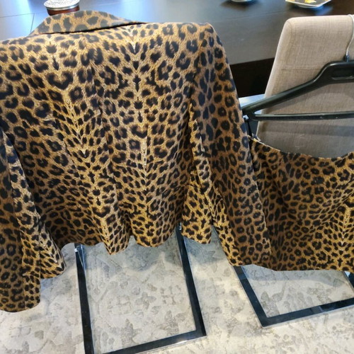 Leopard suit used, jacket and skirt size M