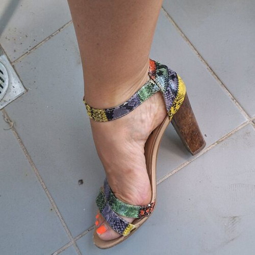 Sandals high used colorful with thick heel size 38