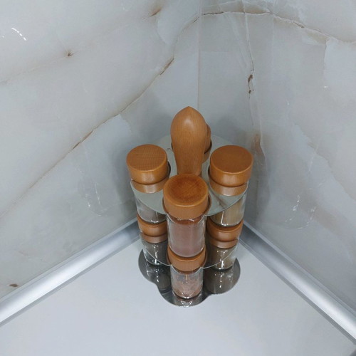Giannini spice rack used, wood and stainless steel
