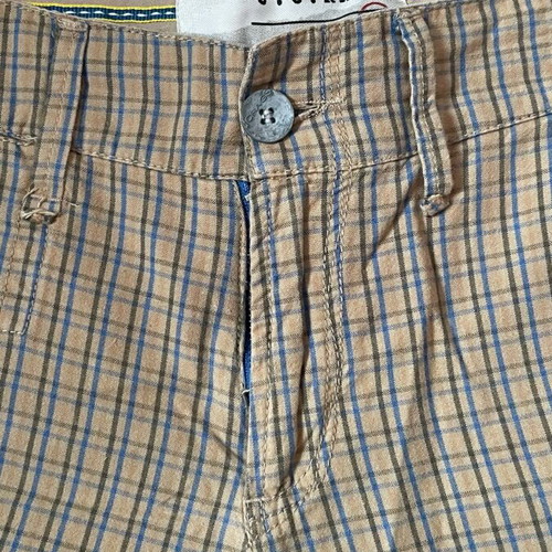 Men's checked bermuda shorts like new, beige and blue, size M