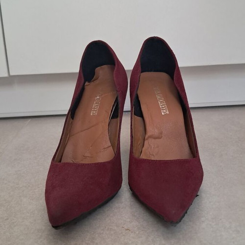 Burgundy pumps used, Greek made with leather insole
