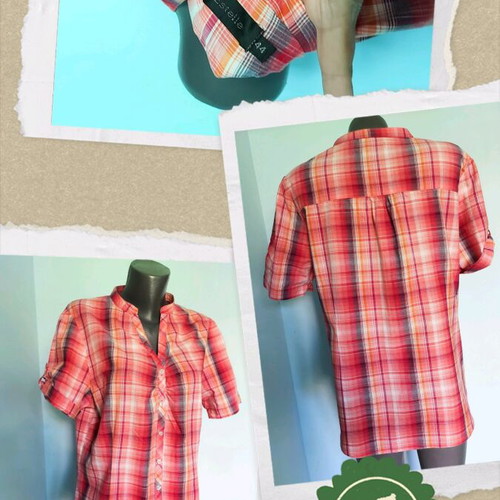 Estelle Cotton Tunic Shirt like new, short sleeves, pearl buttons